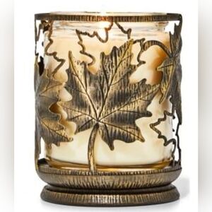 Bath & Body Works Leaf Pattern Single Wick Candle Holder Antique Gold